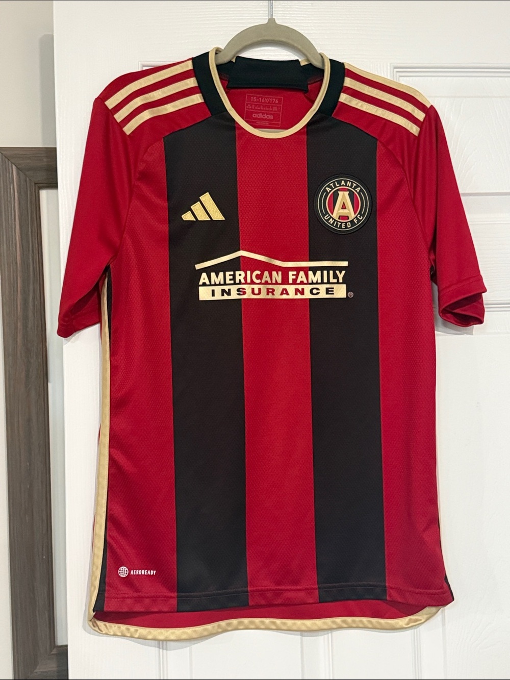 adidas Atlanta United Kids Red, Black & Gold Soccer Jersey